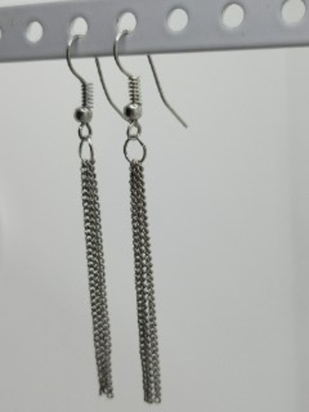 Minimalist Silver Chain Tassel Drop Earrings for Women